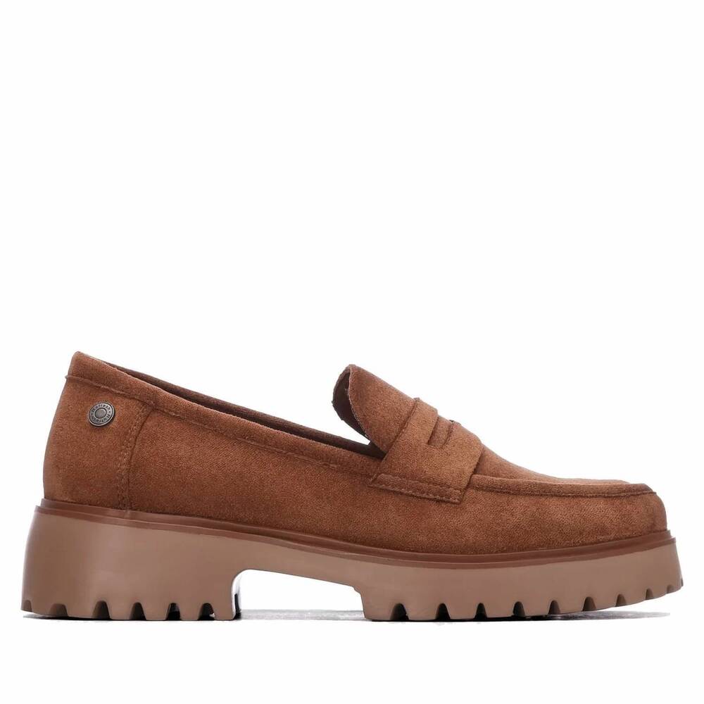 NEW REFRESH women's casual suede moccasins in camel